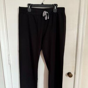 Figs Black Pants with Gray Drawstring